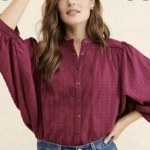 Pilcro and The Letterpress Tavi Eyelet Top Size XS